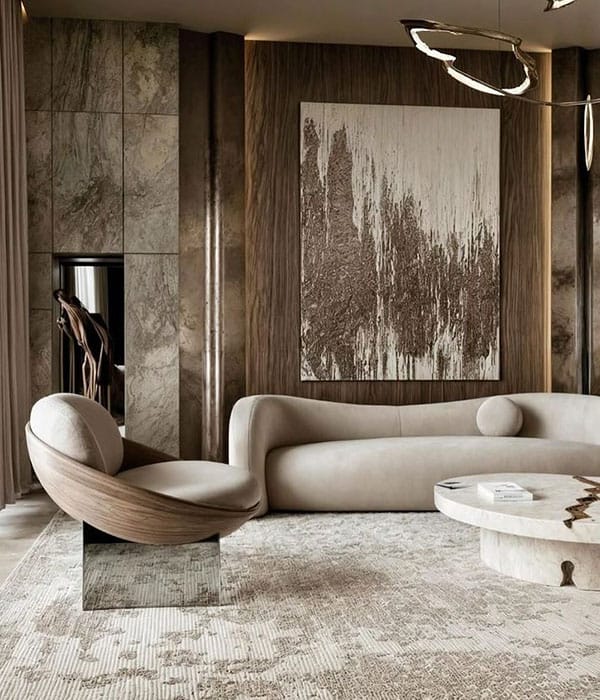 Stylish lounge area with plush seating