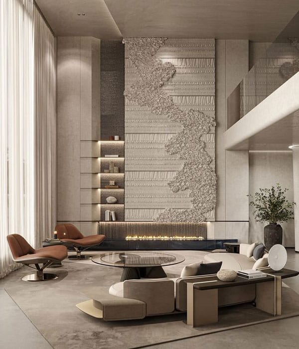Outdoor patio with modern furniture