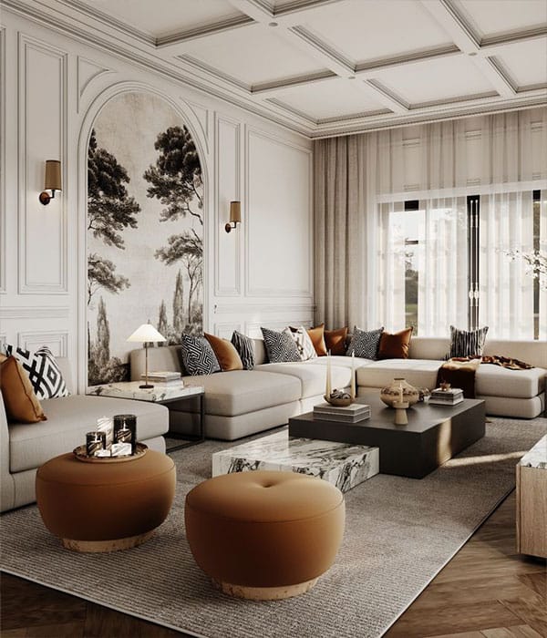 Master suite with elegant decor